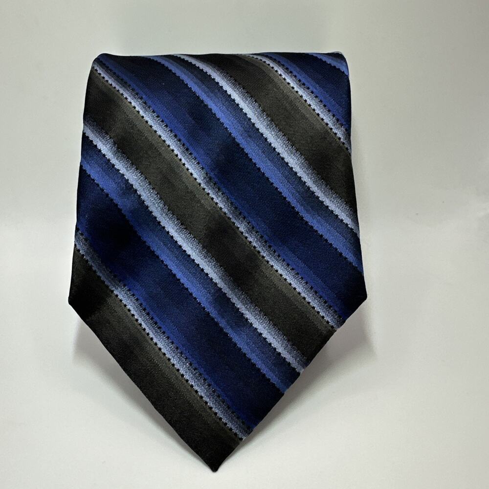 Pierre Cardin Tie Silk Striped OS Blue‎ Gray Wide 4 Inch Designer Excellent